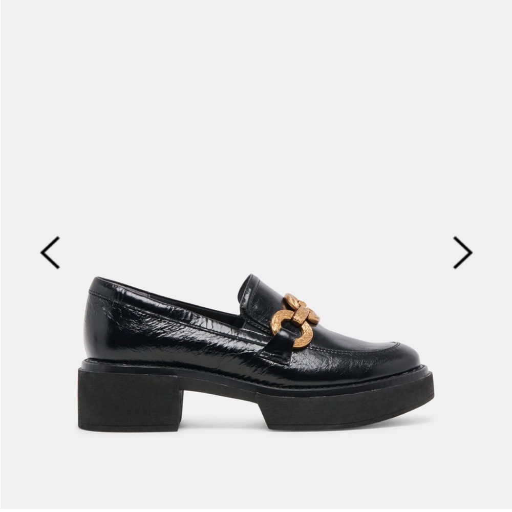 Women's Black Loafers with Gold Accent